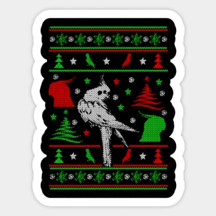 Cockatiel Ugly Christmas Sweater Sticker